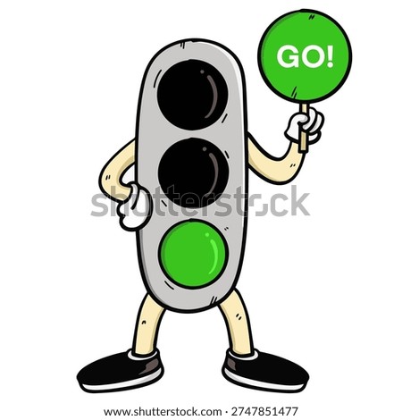 Cartoon Red Traffic Light Stop Signal