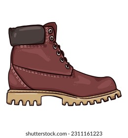 Cartoon Red Work Boots. Vektorgrafik mit seitlicher Sicht