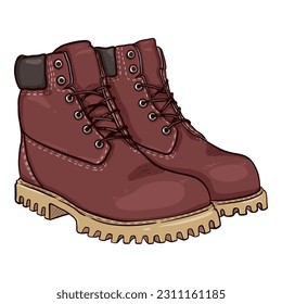 Cartoon Red Work Boots. Vektorgrafik-Bildungspaar von Workbooten