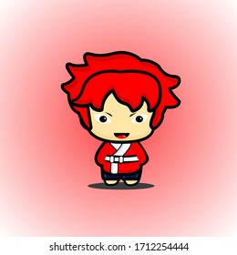  cartoon red-haired cute little boy. vector illustration.  