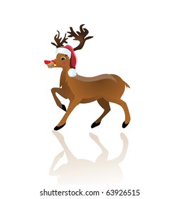 Cartoon reindeer on white background - vector illustration.