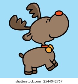 Cartoon Reindeer With Red Nose