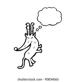 cartoon reindeer with thought bubble
