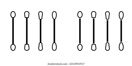 Cartoon Removing earwax, cleaning. Cleaning the auditory canal with a cotton swab. Safety, cotton swabs in ear logo or symbol. Earwax blockage concept. Hygiene, cotton ear stick. 