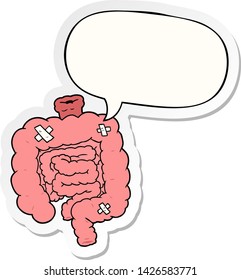 cartoon repaired intestines with speech bubble sticker