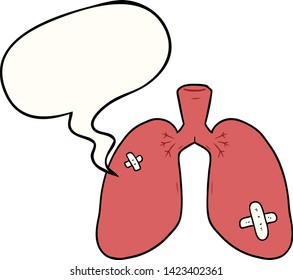 cartoon repaired lungs with speech bubble