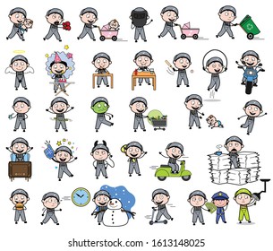 Cartoon Repairman Character - Set of Concepts Vector illustrations