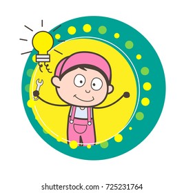 Cartoon Repairman Got an Idea Vector Concept