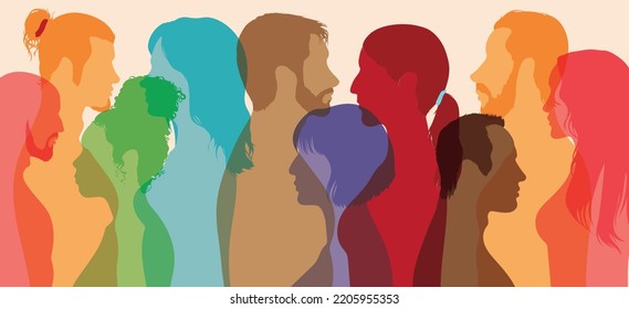 Cartoon representation of diverse cultural and nationalities. Harmony and integration of multicultural communities. Diversity of multiethnic people. Racial equality.