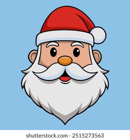 A cartoon representation of Santa Clauss face with a beard and a hat