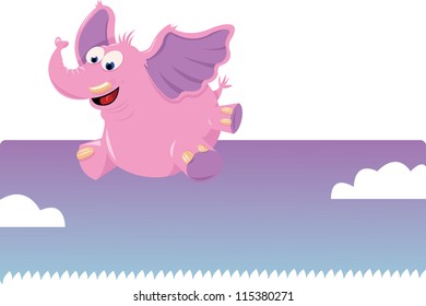 a cartoon representing a cute elephant jumping on grass
