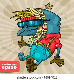 cartoon reptile party-goer