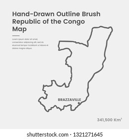 Cartoon Republic of the Congo Map, Hand Drawn Republic of the Congo Map, Doodle Republic of the Congo Map Vector Outline Style Map Information