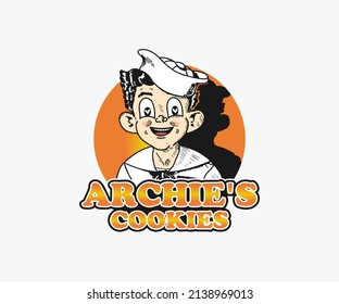 logotipo del marinero del restaurante de dibujos animados, dibujos animados vectoriales.
