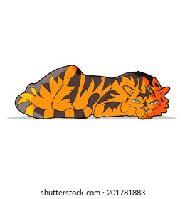 cartoon resting tiger