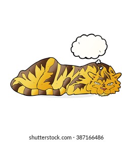 tigre de reposo con burbuja de pensamiento