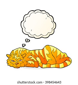 tigre de reposo con burbuja de pensamiento