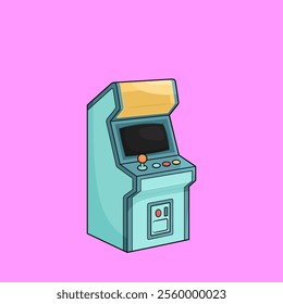 Cartoon Retro Arcade Machine with Classic Design