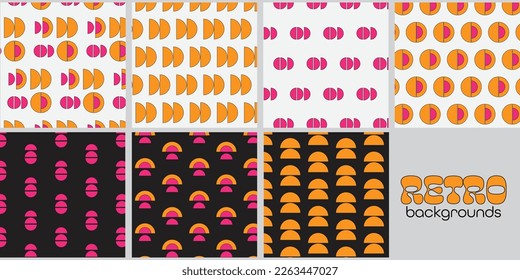 Cartoon retro backgrounds.Wallpaper in a trendy retro psychedelic cartoon style. Isolated vector illustration. Geometric abstract shapes.Retro background