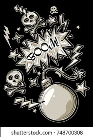 Cartoon retro bomb explosion