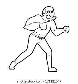 cartoon retro boxer man