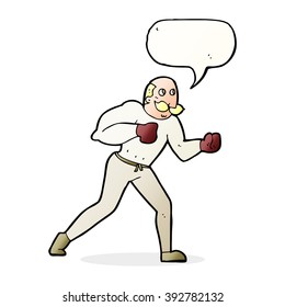 cartoon retro boxer man with speech bubble