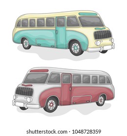 Cartoon retro bus