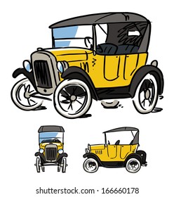 cartoon retro car. 1910-1920s