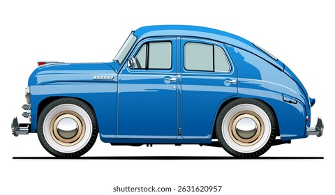 Cartoon retro car. Available eps-10 vector format separated by groups and layers with transparency effects for one-click recolor