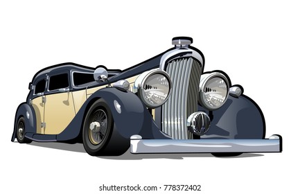 Cartoon retro car. Available eps-10 vector format separated by groups with transparency effects for one-click repaint