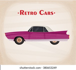 Cartoon retro car. Vector illustration