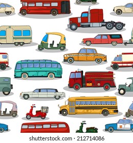 Cartoon retro cars seamless pattern