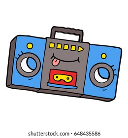cartoon retro cassette tape player