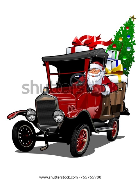 Cartoon retro Christmas delivery truck. Available\
eps-10 vector format separated by groups with transparency effects\
for one-click repaint