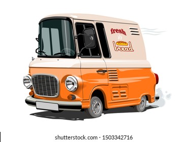 Cartoon retro delivery van isolated on white background. Available EPS-10 vector format separated by groups and layers with transparency effects for one-click repaint
