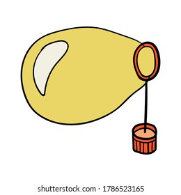 Cartoon retro doodle soap bubble in a stick blowing isolated on white background. Vector illustration.  