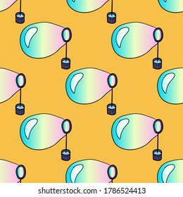 Cartoon retro doodle soap bubble in a stick blowing seamless pattern. Game in childlike style infinity background. Vector illustration.  
