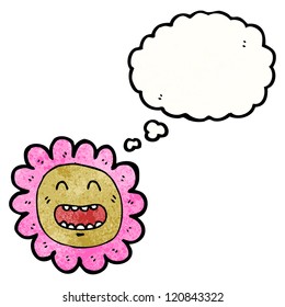 flor retro de dibujos animados