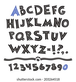 Cartoon Retro Font. Isolated on White Background.