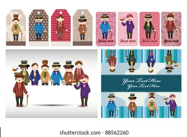 cartoon retro gentleman card collection