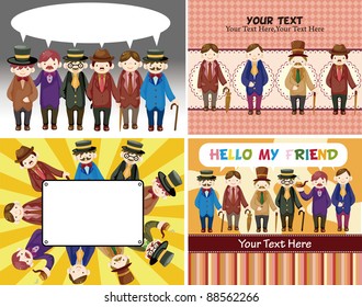 cartoon retro gentleman card collection