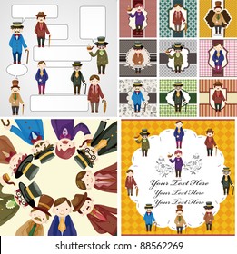 cartoon retro gentleman card collection