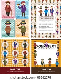 cartoon retro gentleman card collection