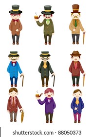 cartoon retro gentleman icon