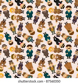 cartoon retro gentleman seamless pattern