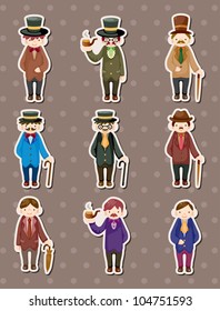 cartoon retro gentleman stickers