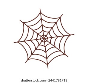 Dibujos animados retro magnífico telaraña de Halloween. Vector aislado espeluznante y espeluznante arácnido telaraña, siniestra tela de araña, espeluznante decoración, encarna la esencia del horror, el peligro, y la temporada de miedo escalofriante