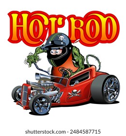 Cartoon retro hot rod. Available EPS-10 vector format separated by groups and layers for easy edit