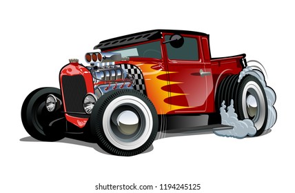 Cartoon retro hot rod isolated on white background. Available EPS-10 vector format separated by groups and layers for easy edit