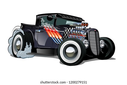 Cartoon retro hot rod isolated on white background. Available EPS-10 vector format separated by groups and layers for easy edit